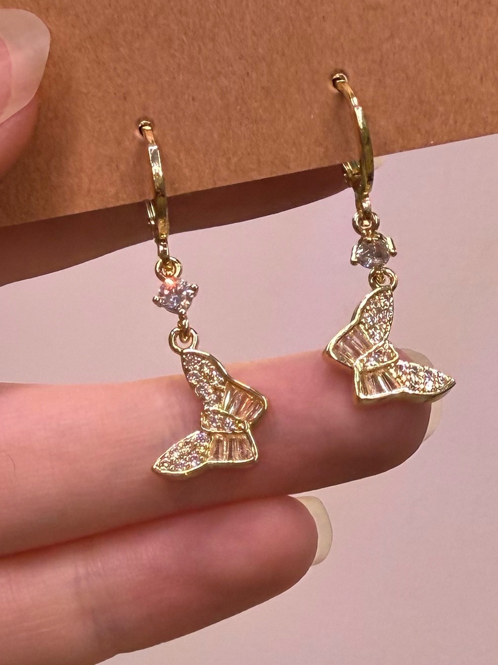 18k GP Butterfly Drop Earrings